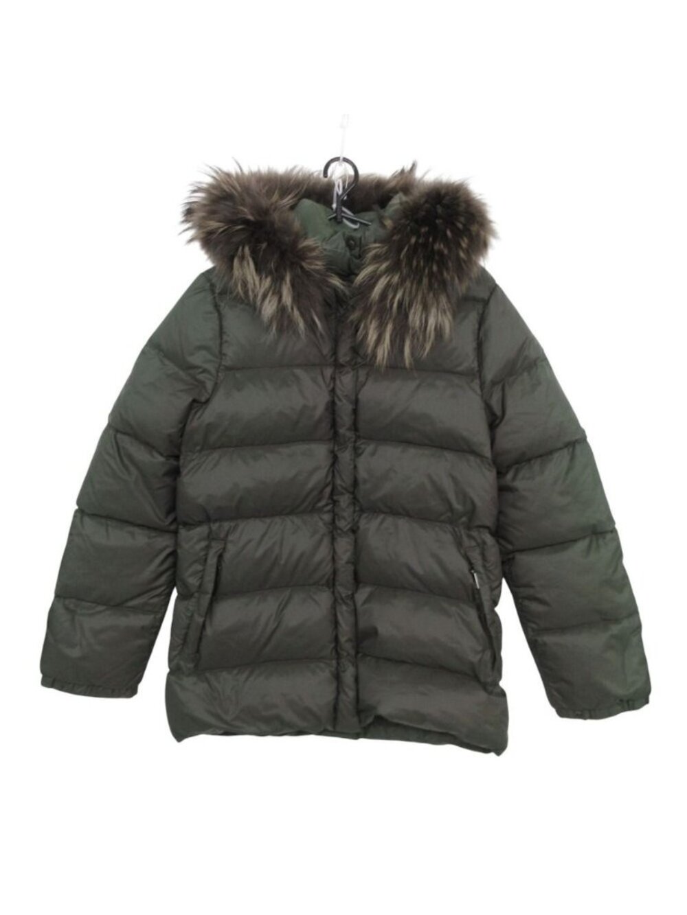 Moncler Down Jacket Valentine Fur Hood Hooded Dark Khaki